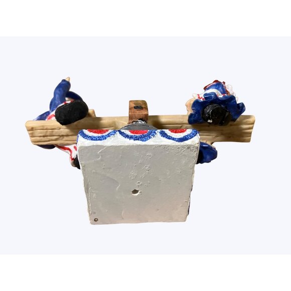 Patriotic Uncle Sam and Lady Liberty Seesaw Figurine On Liberty Bell Base - Picture 15 of 16